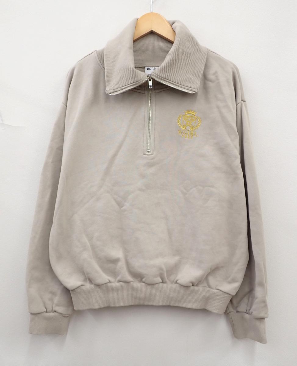 ★7383☆X-girl エックスガール 105244012022 PREP LOGO HALF ZIP SWEAT TOP ハーフジップスウェット 美品 M拍卖