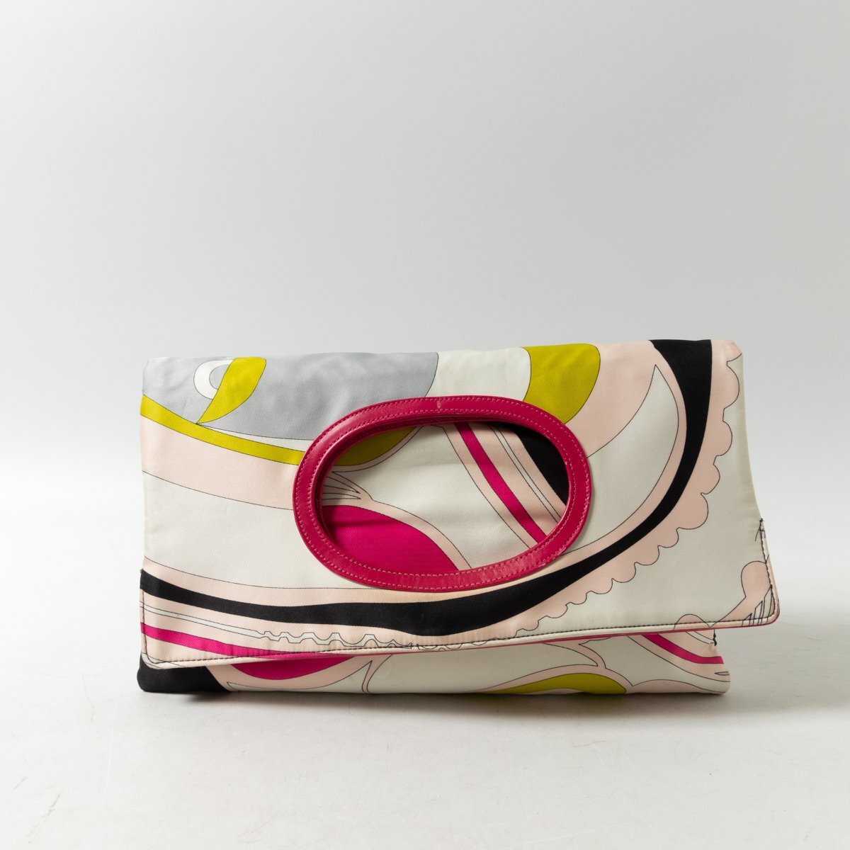 【1円スタート】EMILIO PUCCI エミリオプッチ クラッチバッグ 折りたたみ ナイロン レザー イタリア製 ピンク プッチ柄 レディース bag 鞄拍卖