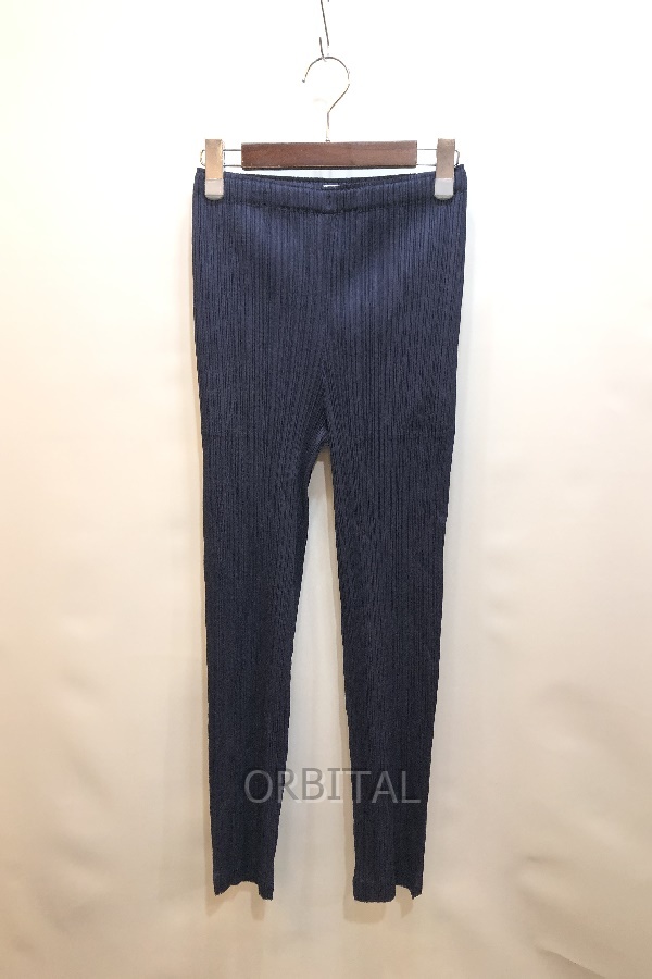 経堂) プリーツプリーズ イッセイミヤケ ISSEY MIYAKE イージーパンツ PP93-JF412 ネイビー ボトムス レディース サイズ3拍卖