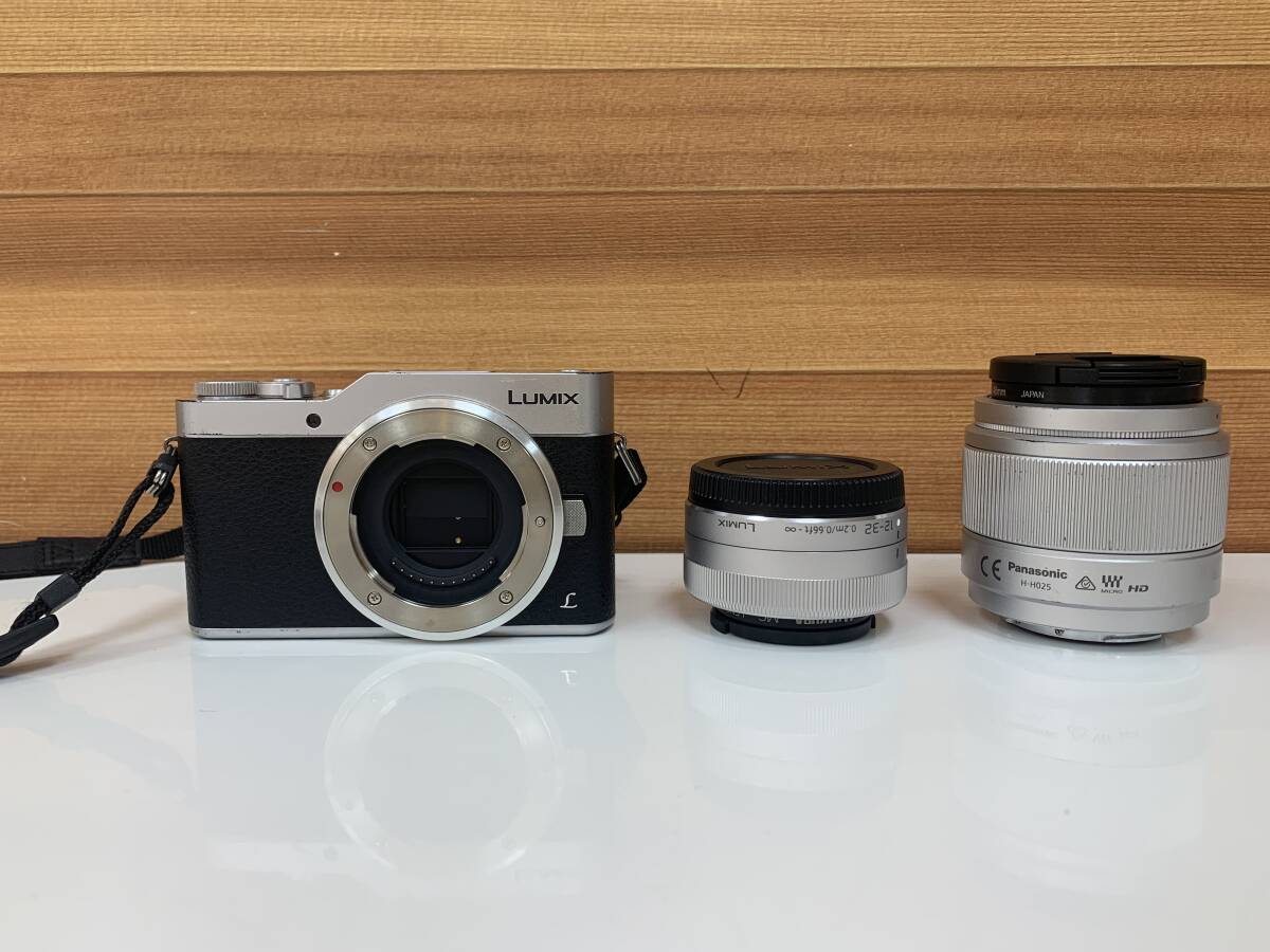 【中古品/簡易動作確認済み】Panasonic パナソニック LUMIX ルミックス DC-GF9 ミラーレス一眼 シルバー 1:1.7/25 1:3.5-5.6/12-32 拍卖