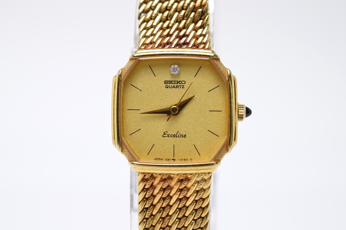 SEIKO セイコー Exceline エクセリーヌ QUARTZ クォーツ 560132 1221-5080 スクエア 3針 金 ゴールド レディース 腕時計 文字盤ゴールド拍卖