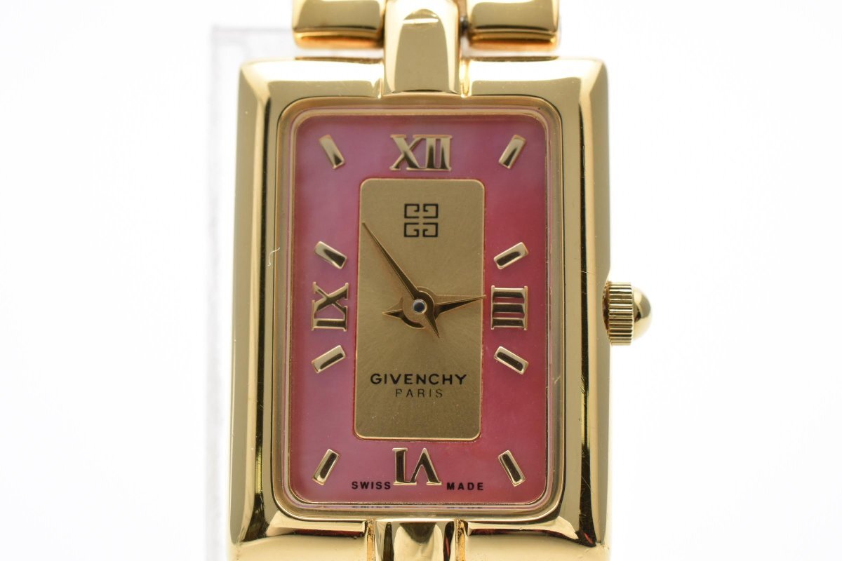 GIVENCHY ジバンシイ PARIS MILLEESIME REG.MODEL レクタンギュラー 2針 金 ゴールド レディース 腕時計 バングルウォッチ拍卖