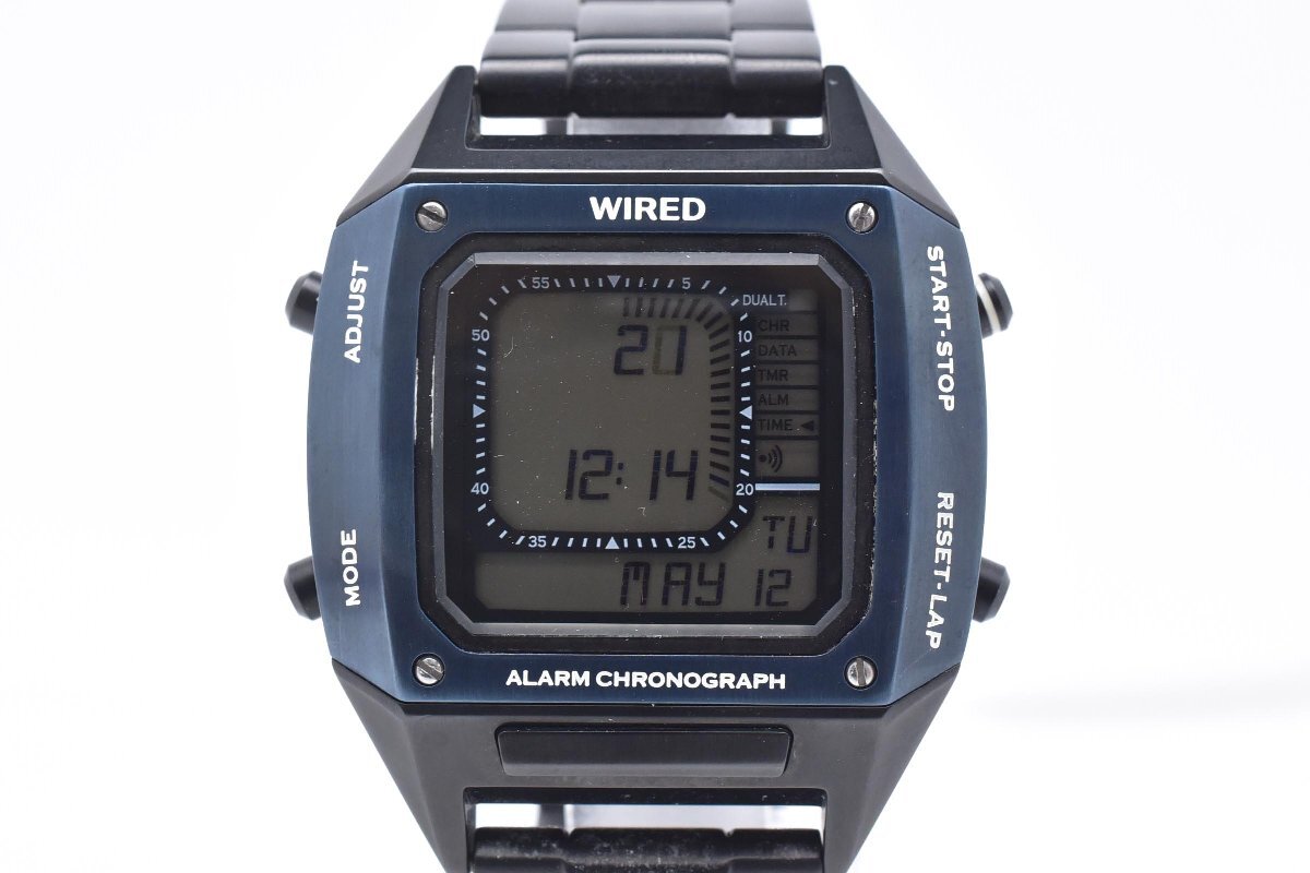WIRED ワイアード ALARM CHRONOGRAPH クロノグラフ W865-KKB0 ブラック ステンレス 10BAR Quartz SEIKO 腕時計拍卖