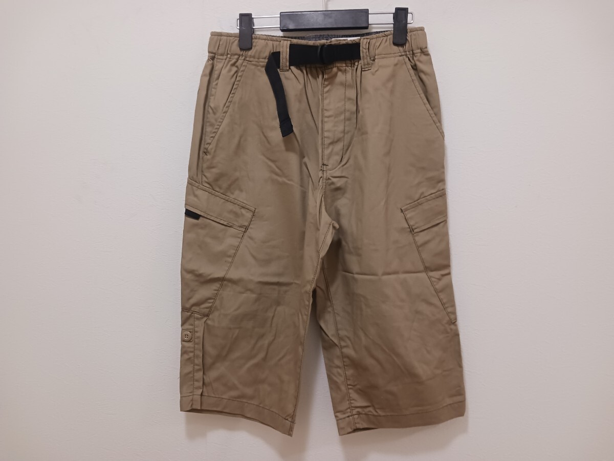 7524 カーゴ ハーフパンツ ベルト付き|キャメル? ブラウン? ベージュ?|Lサイズ(W84㎝~94㎝)|新品未使用|ロールアップ|綿ポリ混紡|拍卖