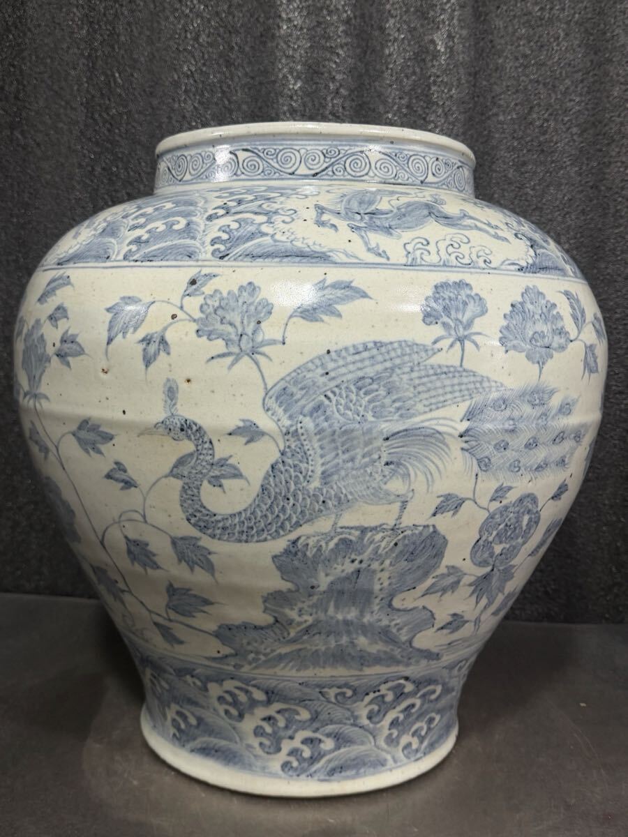 【竹華】中国古美術 元時代 青花 龍紋 壺 古玩 骨董 時代物 当時物 唐物 骨董品 時代品 美術品 茶道具 置物 w15拍卖