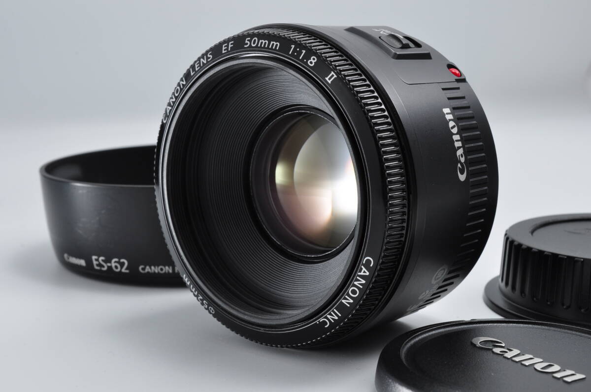 ★完動美品★ キャノン Canon EF 50mm f1.8 II AF 単焦点 標準レンズ レンズフード フロントレンズキャップ リアレンズキャップ付き #0438拍卖
