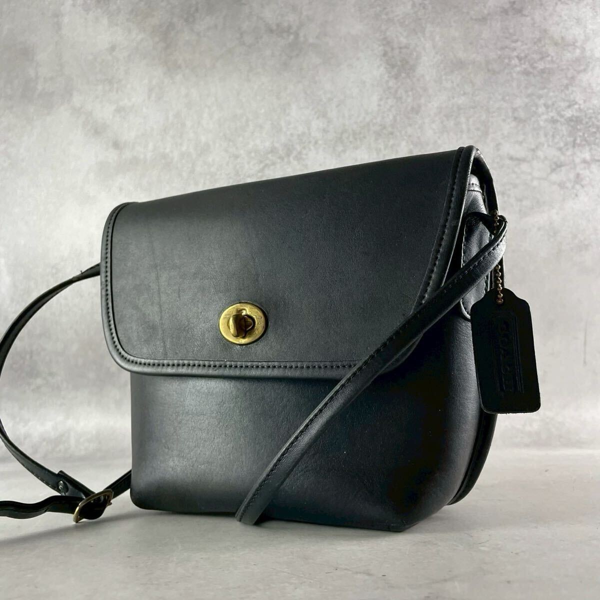 1円〜 美品 COACH コーチ OLDCOACH オールドコーチ クインシーバッグ ミニショルダー ボート型 ターンロック レザー ヴィンテージ ブラック拍卖