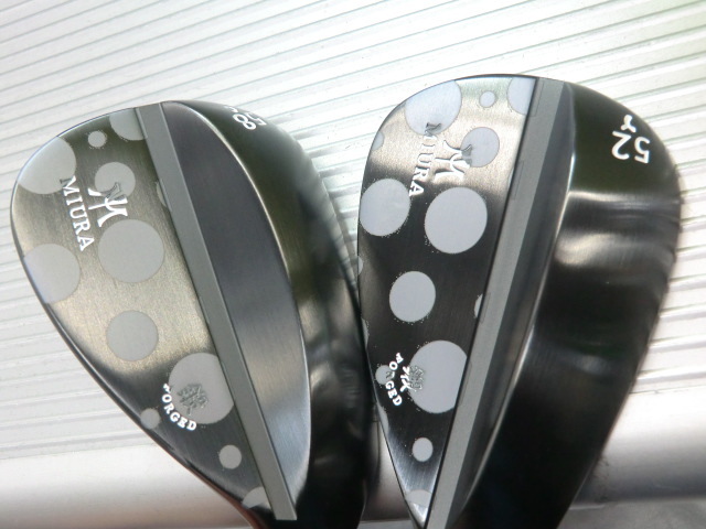 【希少良品♪カスタム水玉模様オーダー】希少 ミウラUS 鍛 GRIND EDITION Wedge polka dot design BLACKウエッヂ■52度58度■2本set■拍卖