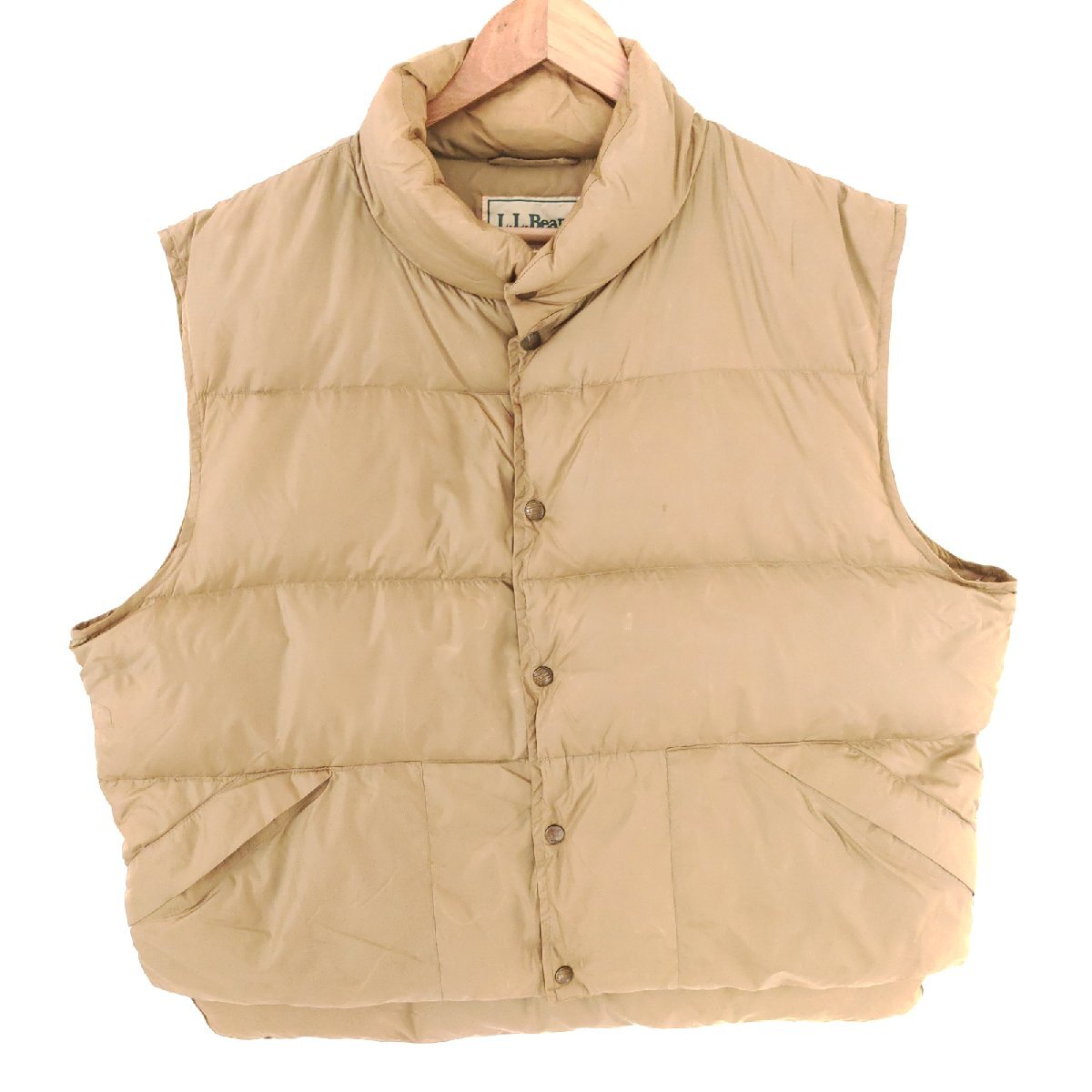 (^w^)b L.L.Bean エルエルビーン 80s 90s ビンテージ キルティング ダウン ベスト チョッキ ジレ ジャケット 防寒着 ベージュ XL O18215DD拍卖
