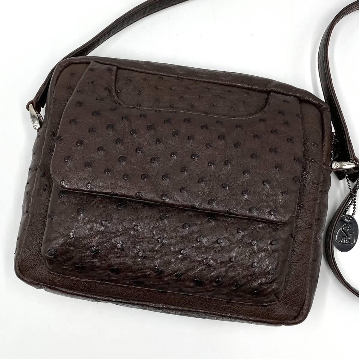 定価20万!!!JRA認定!!!リアルオーストリッチ レザー ショルダーバッグ サコッシュ ダチョウ 本革 斜め掛け メンズビジネス ブラウン 茶拍卖