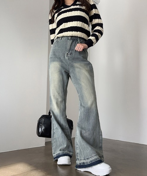 「Miniministore」 ブーツカットデニムパンツ X-SMALL サックスブルー レディース拍卖