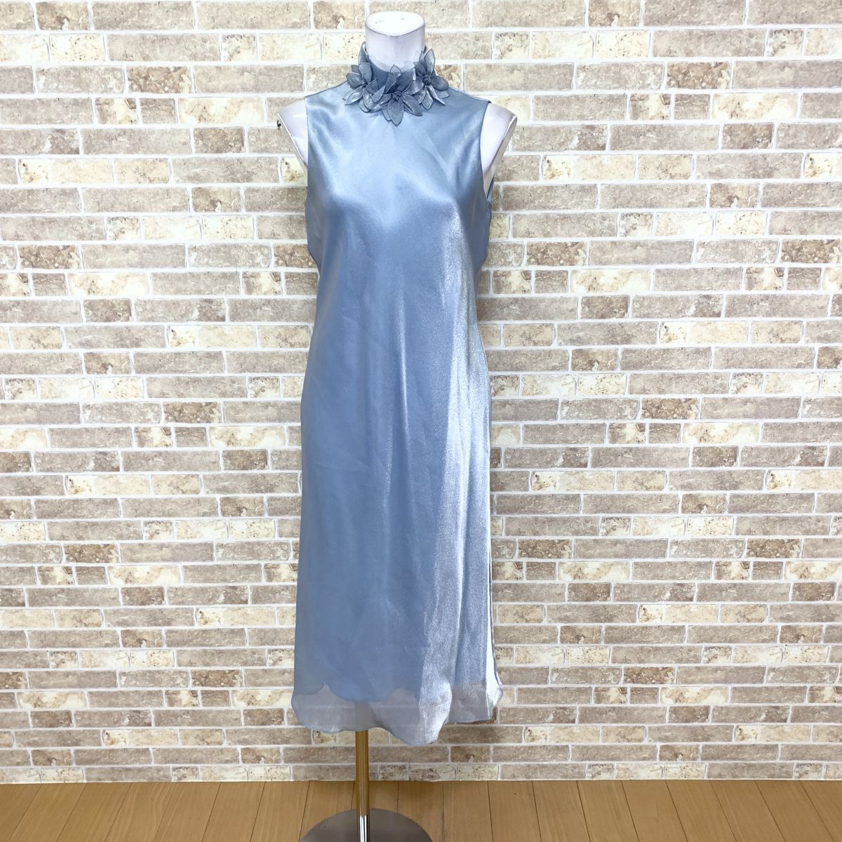 1円ドレス【ネコポス可】 Shes ロングワンピース 9 青系 パーティードレス カラードレス キャバドレ 発表会 中古24548拍卖