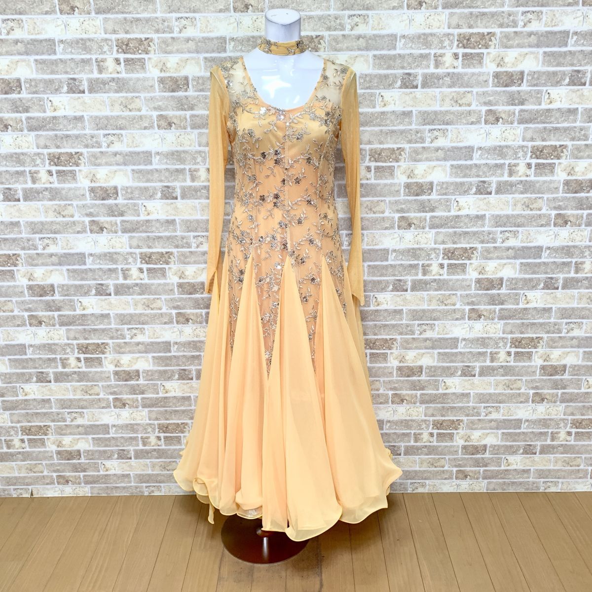 1円 社交ダンスドレス prima boutique L オレンジ系 ダンス衣装ドレス カラードレス 発表会 舞台衣装 中古25242拍卖