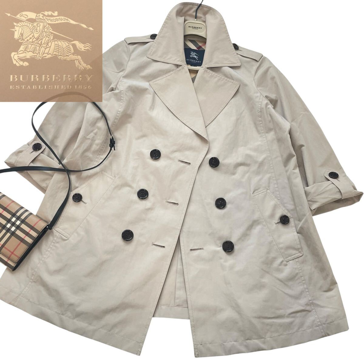 ◆大きいサイズ◆バーバリー◆BURBERRY 46/15号/XL-3L 袖ロールアップ2way☆ゆったりAライントレンチコート ビジネス 秋アウターに最適!拍卖