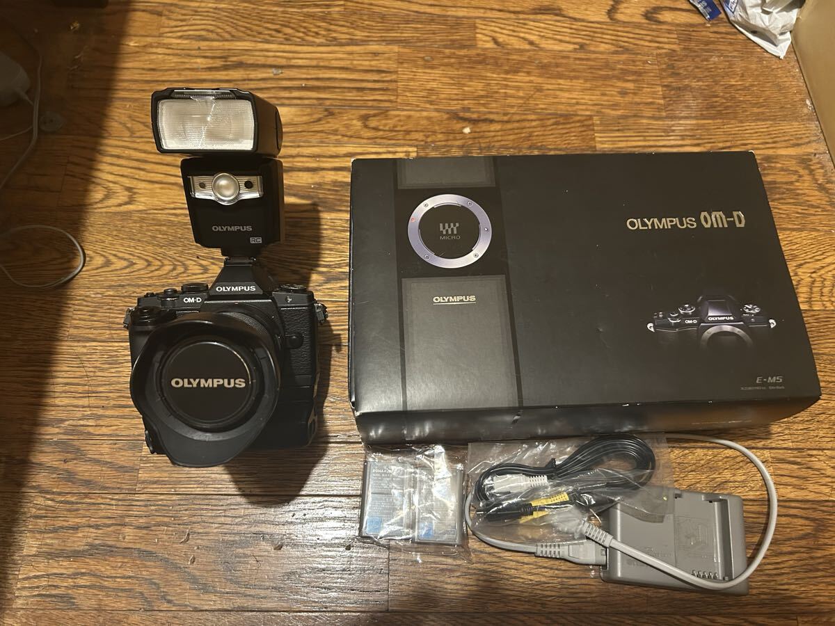 OLYMPUS OM-D E-M5 エリートブラック フラッシュ付き ミラーレス一眼カメラ 付属品多数 完動品 OLYMPUS OM-D E-M5拍卖