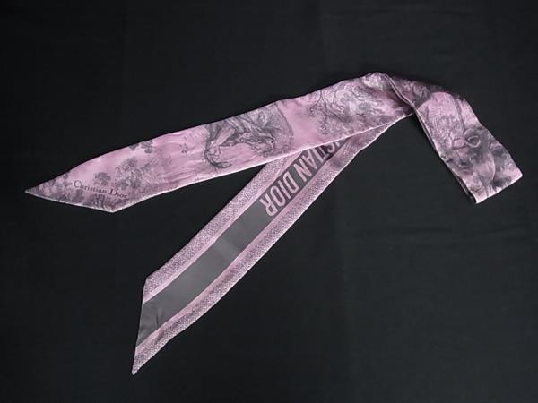 1円 ■美品■ ChristianDior クリスチャンディオール トワル ドゥ ジュイ ソヴァージュ ミッツァ シルク リボンスカーフ ピンク系 BS5856拍卖