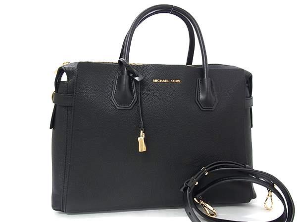 1円 ■美品■ MICHAEL KORS マイケルコース レザー 2WAY ハンドバッグ トート ショルダー クロスボディ ブラック系 HC0705拍卖