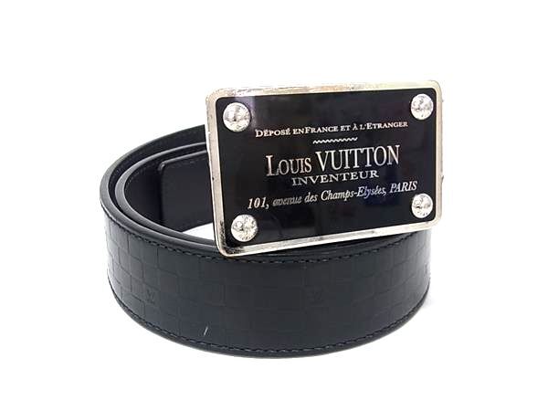 1円 LOUIS VUITTON ルイヴィトン M6820 サンチュール アヴァントゥール シルバー金具 ベルト 表記サイズ 90・36 ブラック系 FZ2890拍卖