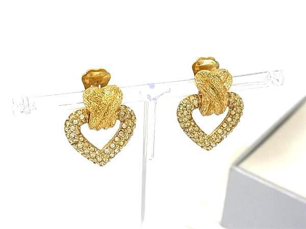 1円 ■極美品■ ChristianDior クリスチャンディオール ヴィンテージ ハート クリップ式 イヤリング アクセサリー ゴールド系 FZ2897拍卖