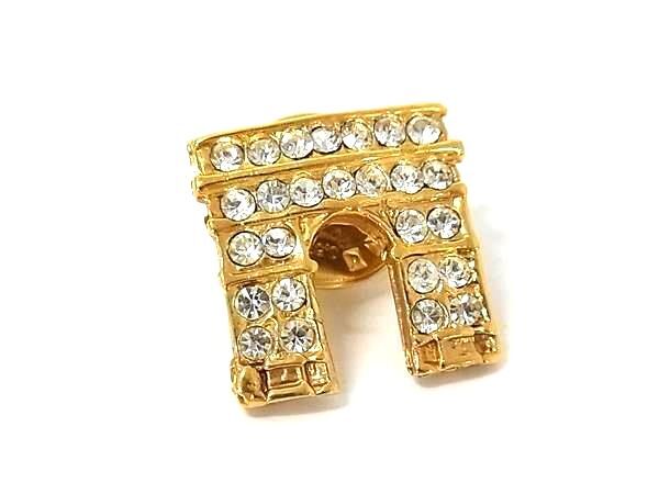 1円 ■美品■ CELINE セリーヌ ラインストーン ピンバッジ ピンブローチ アクセサリー レディース ゴールド系×シルバー系 BU0064拍卖