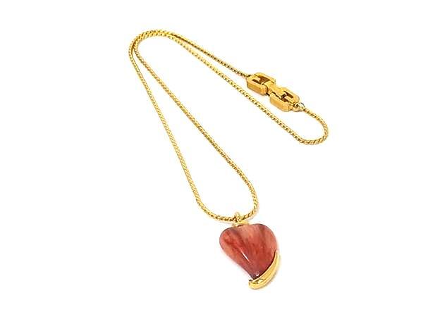 1円 ■極美品■ GIVENCHY ジバンシィ ハート ネックレス ペンダント アクセサリー レディース レッド系×ゴールド系 BU0091拍卖