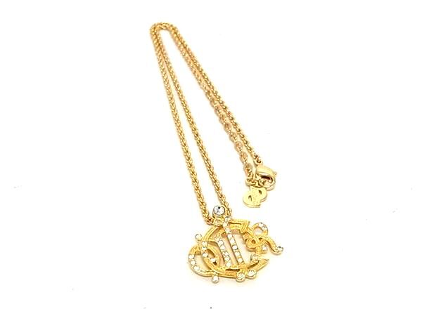 1円 ■極美品■ ChristianDior ディオール ラインストーン ネックレス ペンダント アクセサリー レディース ゴールド系 HC0808拍卖