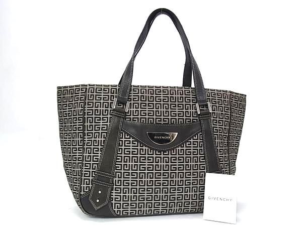 1円 GIVENCHY ジバンシィ キャンバス ハンドバッグ トートバッグ レディース メンズ ライトグレー系×ブラック系 BQ4914拍卖