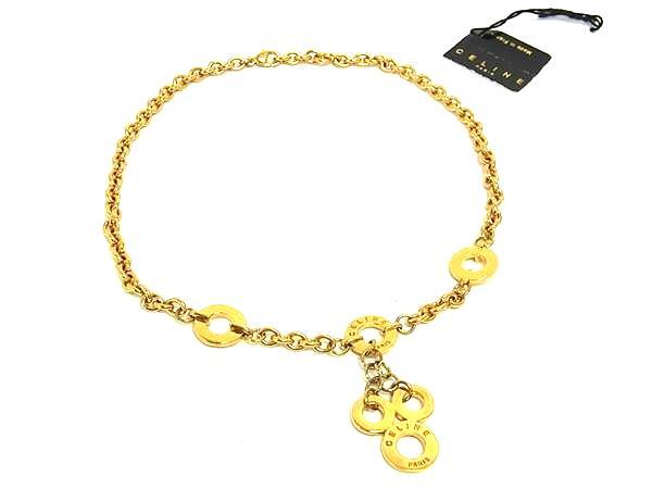 1円 ■美品■ CELINE セリーヌ ヴィンテージ サークルロゴ ネックレス ペンダント アクセサリー レディース ゴールド系 FZ3142拍卖