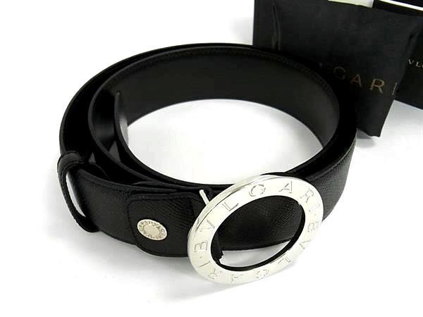 1円 ■極美品■ BVLGARI ブルガリブルガリ レザー シルバー金具 ベルト 表記サイズ 42/105 ビジネス 紳士 メンズ ブラック系 FZ3059拍卖