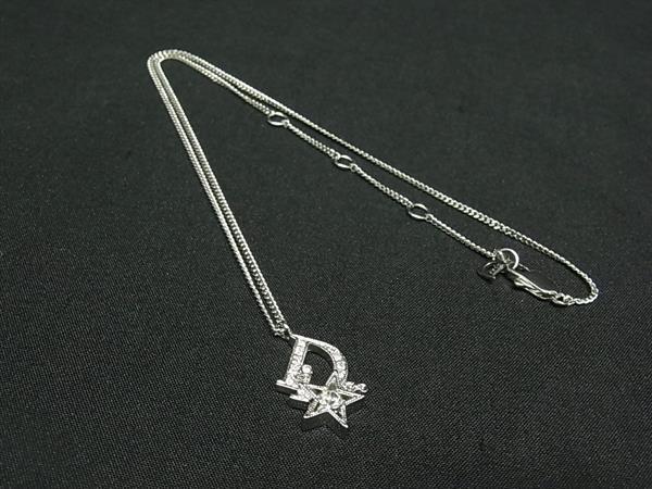 1円 ■美品■ ChristianDior ディオール ラインストーン ネックレス ペンダント アクセサリー レディース シルバー系 FZ3121拍卖