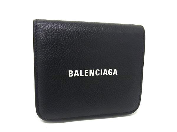 1円 ■美品■ BALENCIAGA バレンシアガ 594216 レザー 二つ折り 財布 ウォレット 札入れ 小銭入れ カード入れ ブラック系 HA7864拍卖