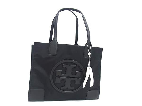 1円 ■極美品■ TORY BURCH トリーバーチ エラ ナイロン×レザー トートバッグ ショルダー ハンドバッグ 肩掛けかばん ブラック系 BT5752拍卖