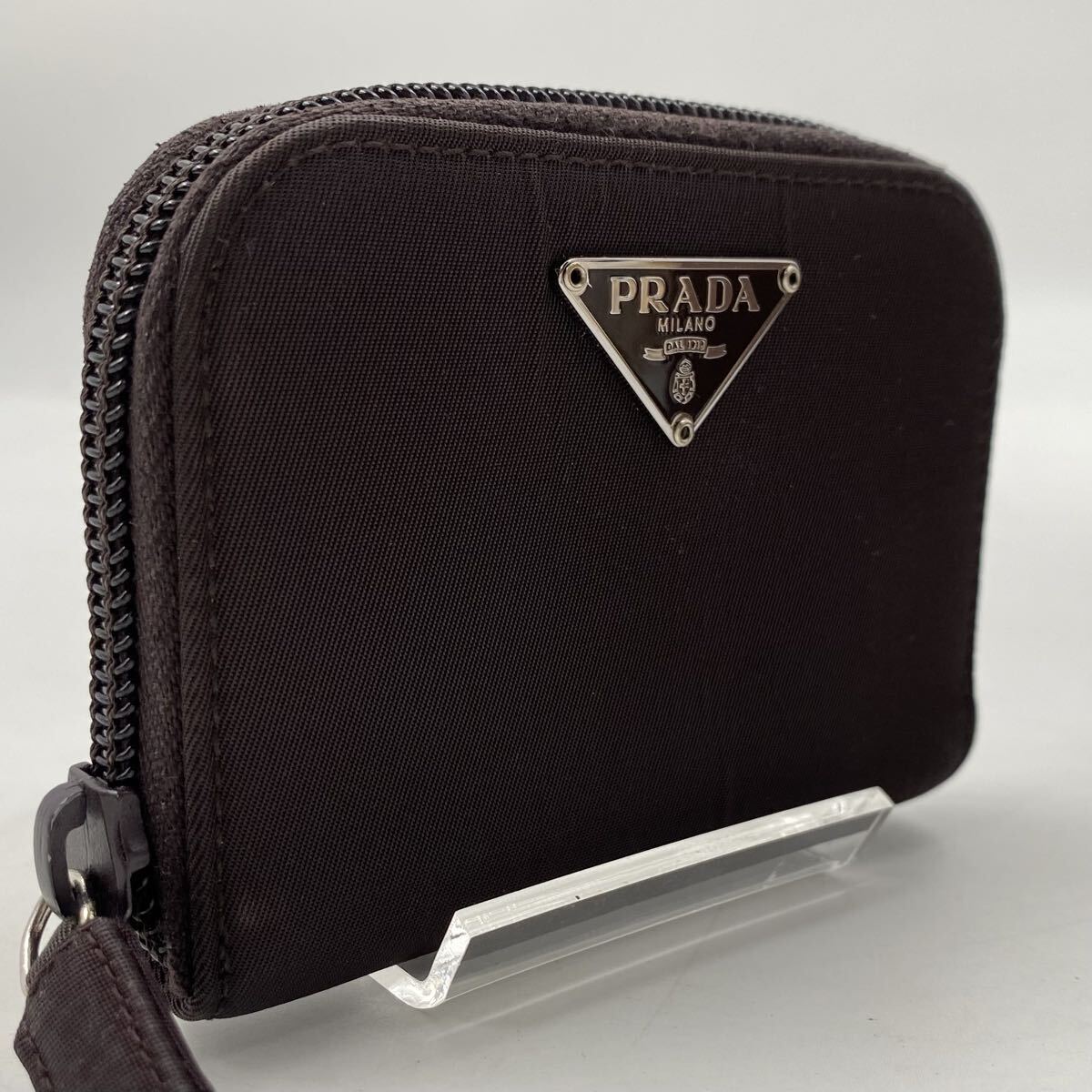 【ほぼ極美品】PRADA プラダ テスート ナイロン ラウンドファスナー コインケース コインパース 小銭入れ トライアングルロゴ 45拍卖