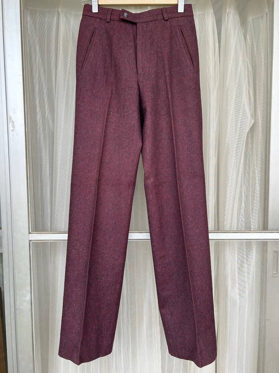 美品 70s 80s FRANCE フランス製 Paris ヴィンテージ Yves Saint Laurent イヴ・サンローラン YSP ボルドー ウールパンツ スラックス拍卖