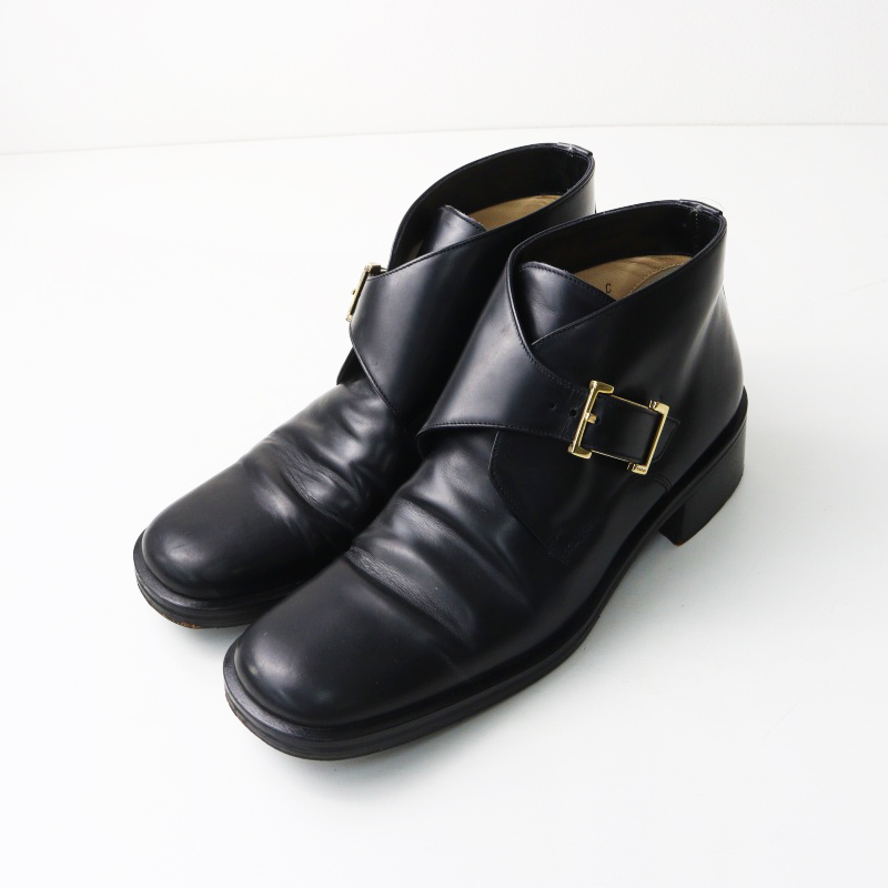 グッチ GUCCI 104 0171 レザーチャッカブーツ 38.5C/ブラック 24.5cm スクエアトゥ ショートブーツ シューズ【2400030102701】拍卖