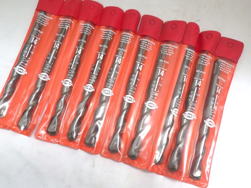 ★ コンクリートドリル SDS PLUS ドリル HAWERA ハベラー 14mm 166mm 10本セット ※ ドリルビット 未使用品34拍卖