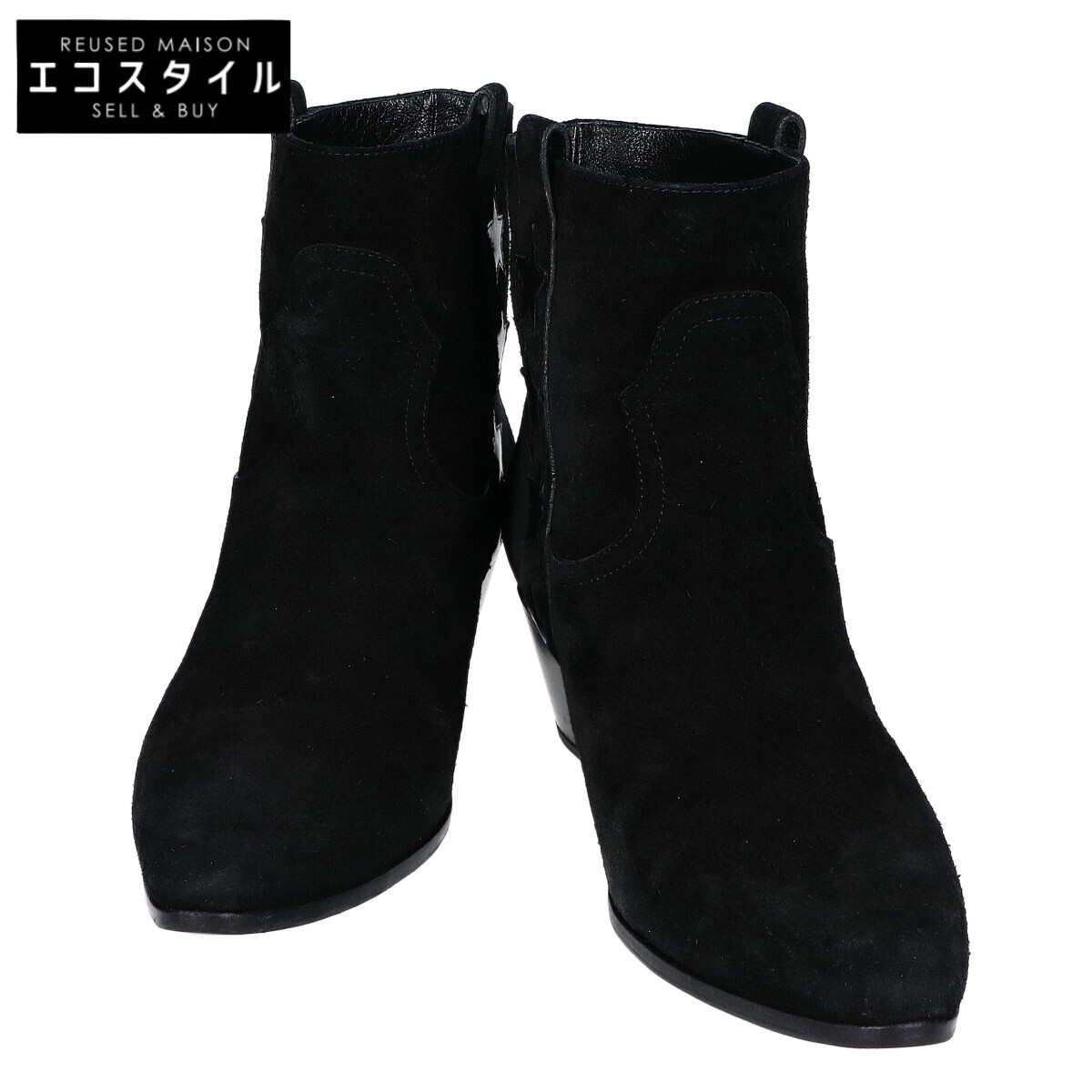 SAINT LAURENT PARIS サンローランパリ 416469 スターパッチブーツ シューズ 36 ブラック レディース拍卖