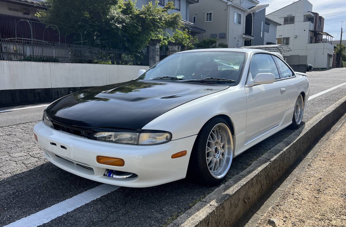 【即ドリ仕様!】日産 S14 シルビア SR20DETターボエンジン 純正5速MT 人気の純正パールホワイト色、スポーツ走行、おしゃれ通勤車に!愛知拍卖