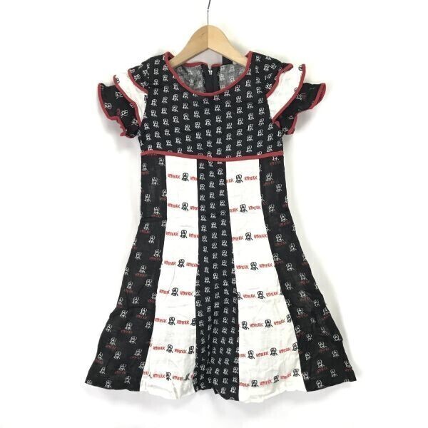 Made in Japan★ヒステリックミニ★半袖/ワンピース【kids size-120/黒×赤×白/black×red×white/総柄】short sleeve dress◆BH93拍卖
