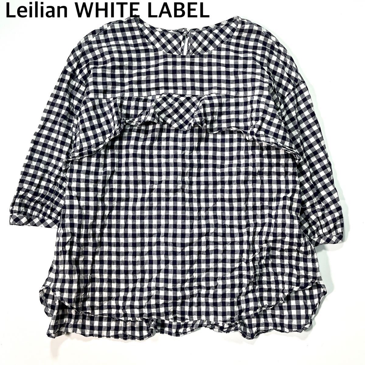 Leilian WHITE LABEL レリアン ホワイトレーベル ブラウス プルオーバー フリル ギンガムチェック 9 M レディース B52612-90拍卖