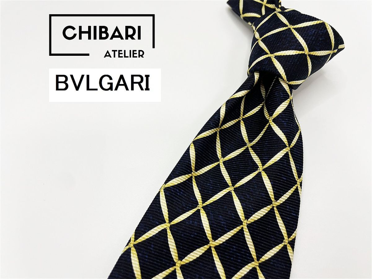 【新古品】BVLGARI ブルガリ チェック柄 ネクタイ 3本以上 送料無料 メンズ ブラックネイビー 1円 0502150拍卖