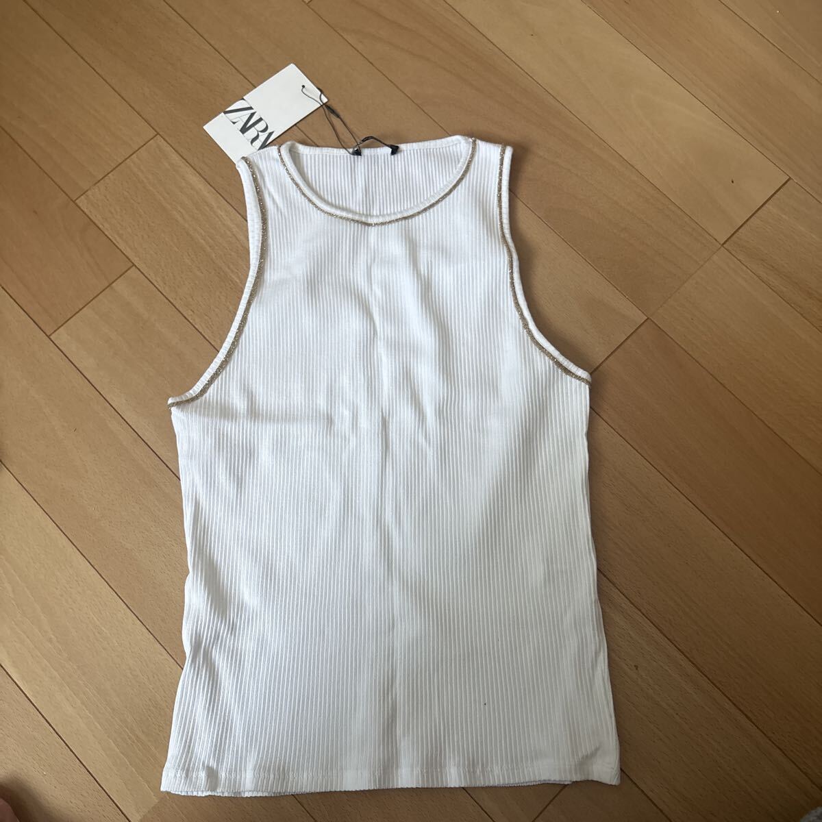 ZARA ザラ M 新品未使用 ノースリーブ トップス 白 拍卖