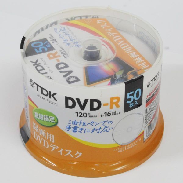 新品未開封●TDK 録画用DVD-R デジタル放送録画対応(CPRM) 1回録画用 1-16倍速 50枚スピンドル DR120DFLC50PUD拍卖