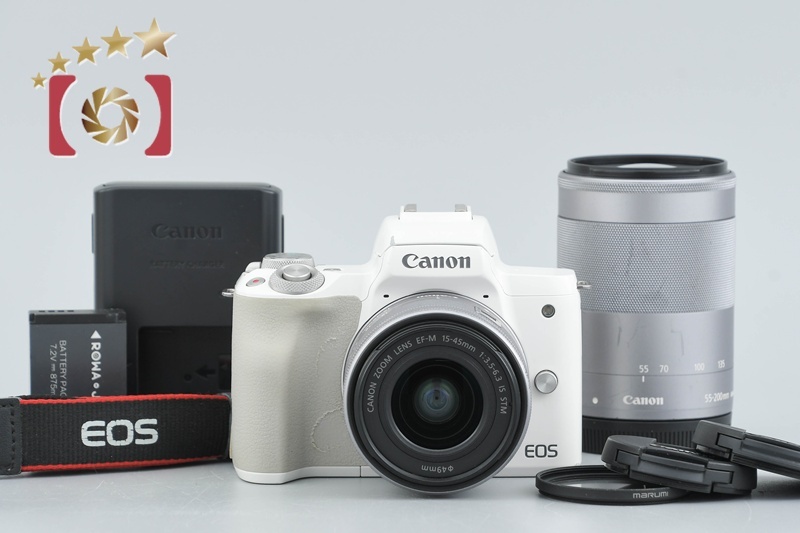 【中古】Canon キヤノン EOS Kiss M2 ダブルズームレンズキット ホワイト拍卖