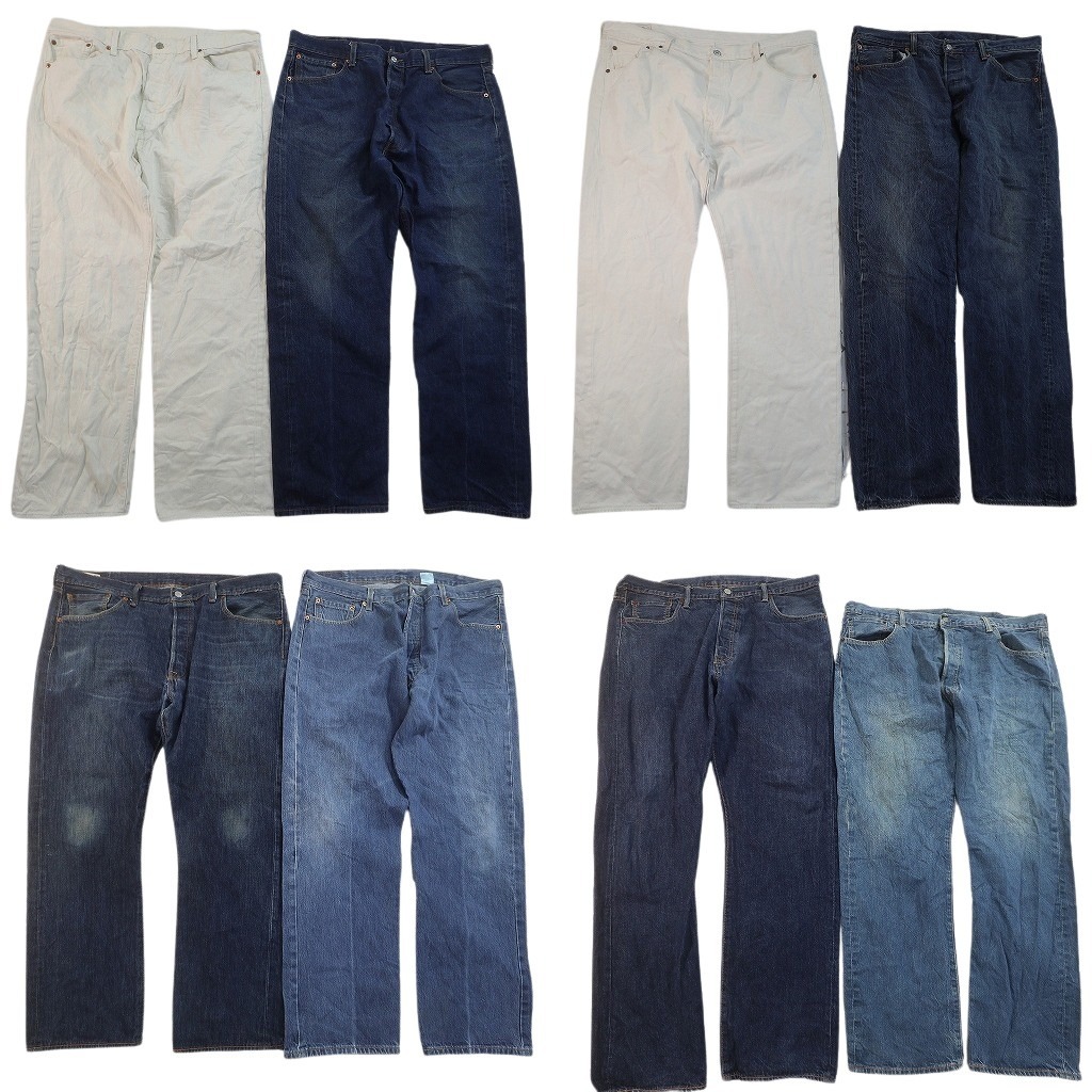 古着卸 まとめ売り リーバイス 501 デニムパンツ 8枚セット ( メンズ 40 ) ストレート ボタンフライ ホワイト カジ NE8132 1円スタート拍卖