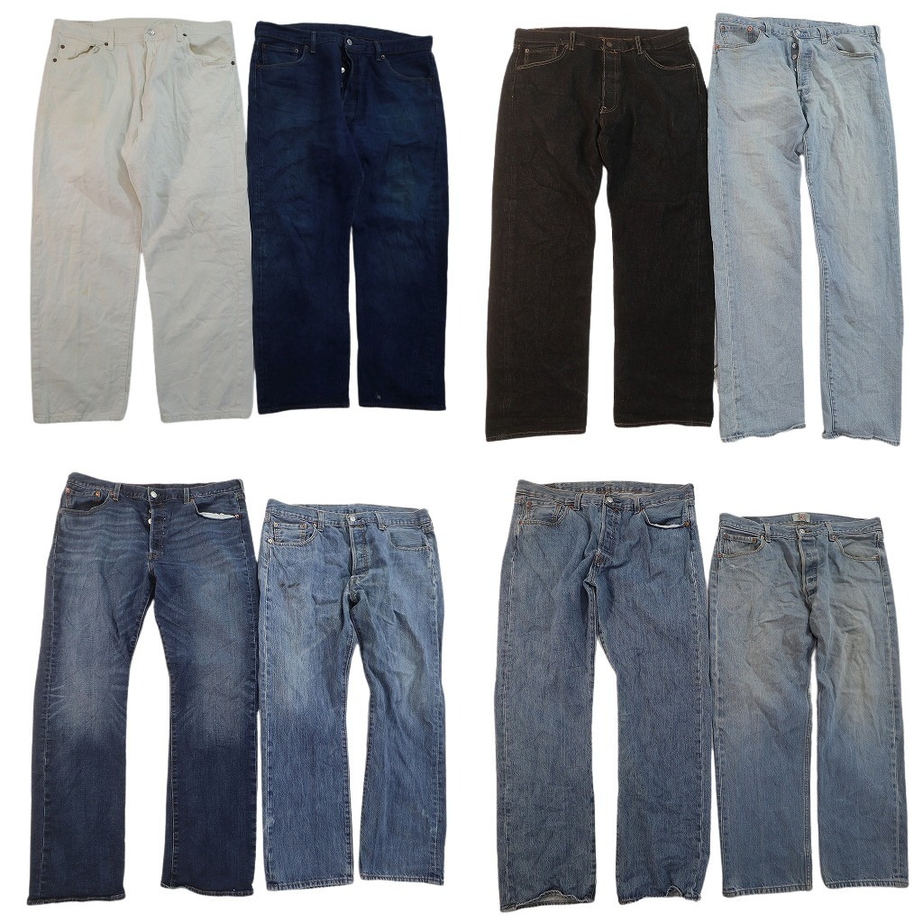 古着卸 まとめ売り リーバイス 501 デニムパンツ 8枚セット ( メンズ 38 ) ストレート ボタンフライ インディゴブルー NE8134 1円スタート拍卖