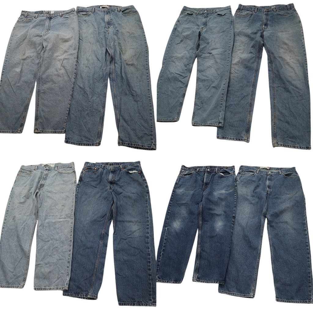 古着卸 まとめ売り リーバイス 550・560 デニムパンツ 8枚セット ( メンズ 40/38 ) ワイド リラックス ジッパーフライ NE8275 1円スタート拍卖
