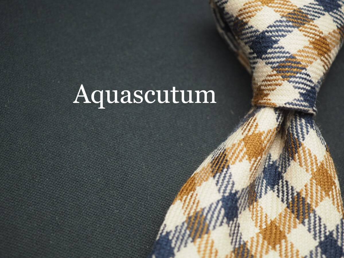 美品【Aquascutum アクアスキュータム】 J 1078 英国製 WOOL ブランド ネクタイ 古着 良品 転売 仕入拍卖