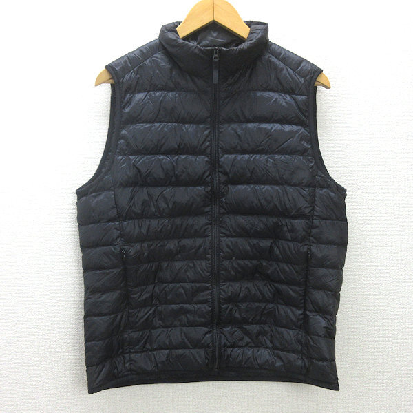 g■ユニクロ/UNIQLO ウルトラライトダウンベスト【L】黒/men's/U32【中古】■拍卖