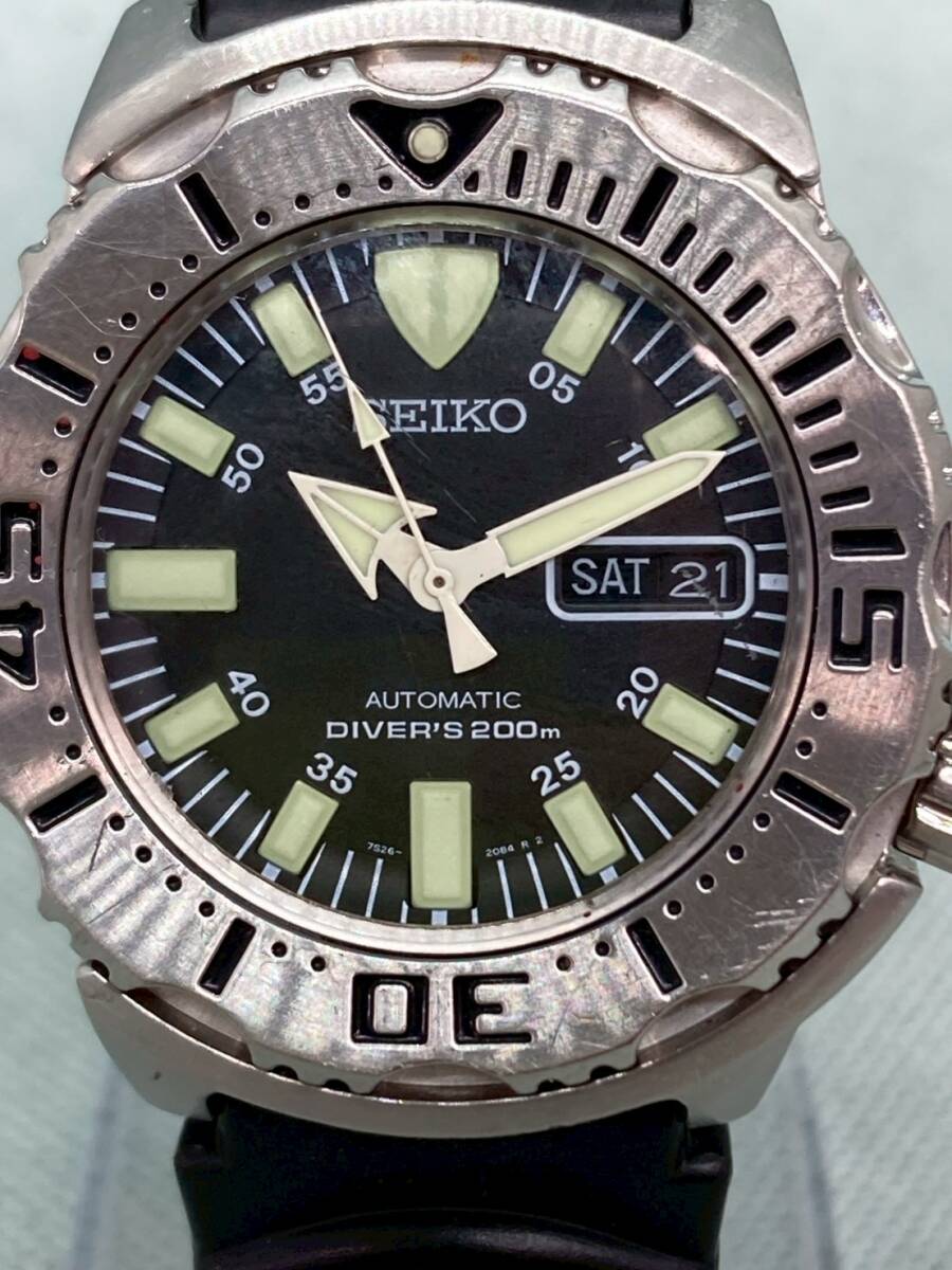 稼働 SEIKO セイコー ブラックモンスター SKX779 ダイバーズ 7S26-0350 自動巻 200m防水 ダイバーウォッチ メンズ 純正ウレタンバンド拍卖